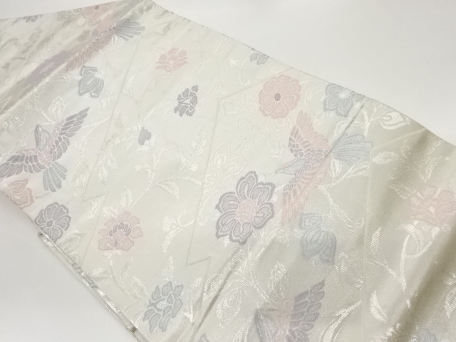 鳥に花唐草模様織出し名古屋帯